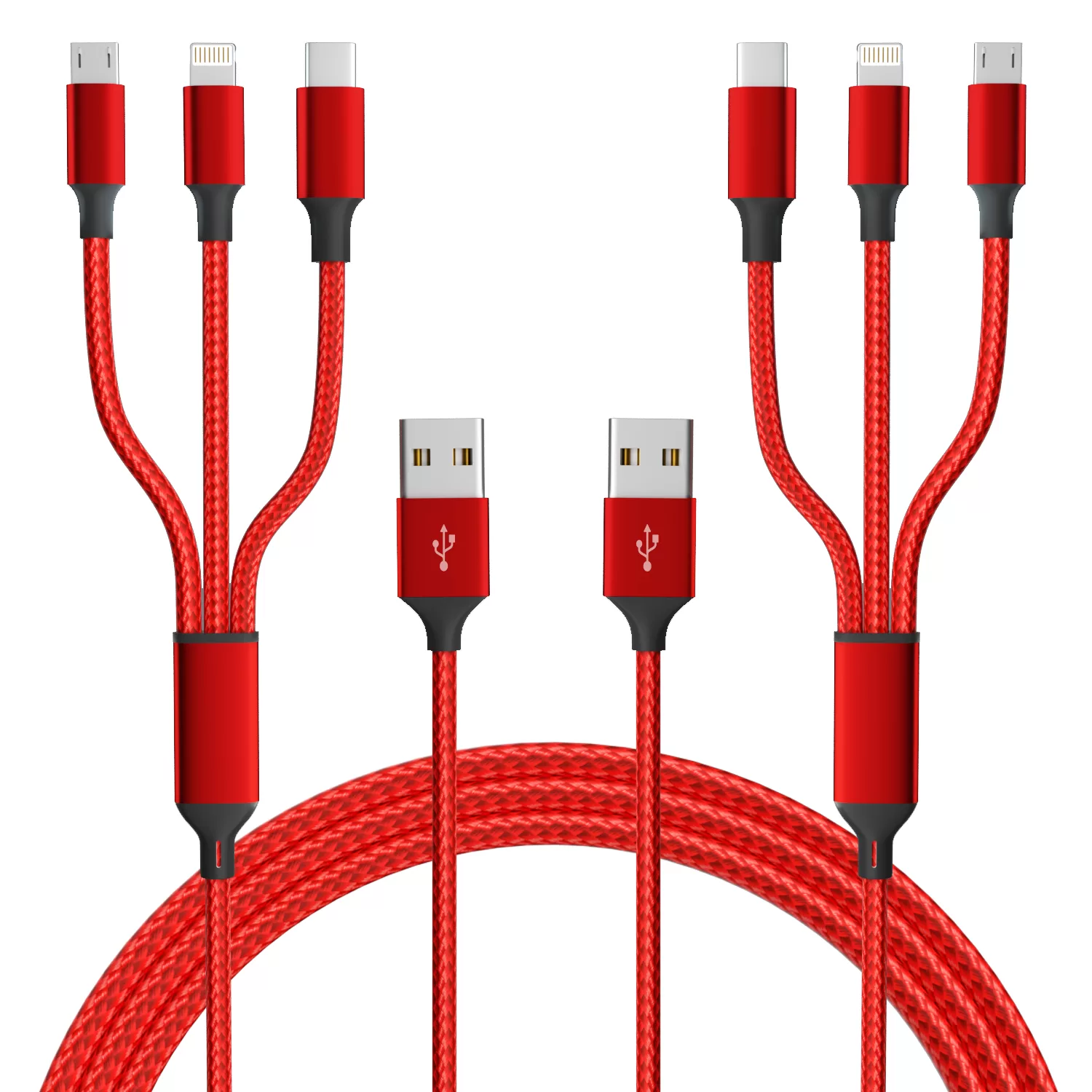 3 in 1 Fast USB Charging Cable Universal Multi Function Cell Phone Charger Cord